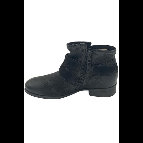 Miz Mooz Leather Buckle Medium Width Ankle Boots Spencer Black - Medium - Picture 3 of 5